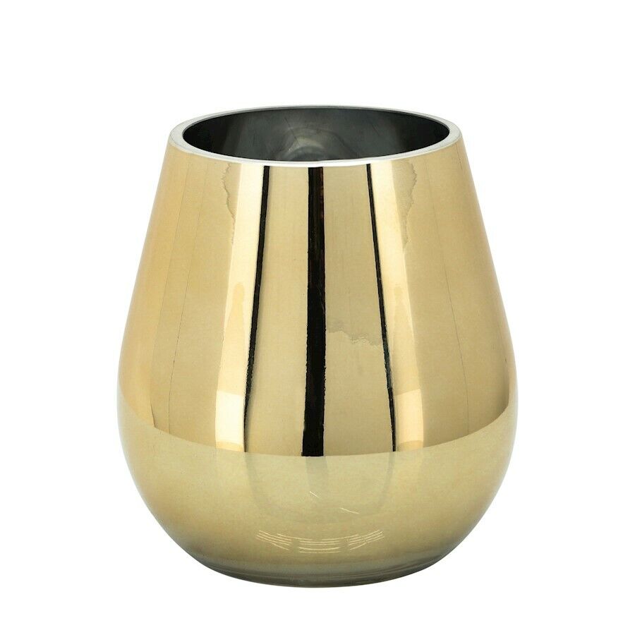 GLASS 6"H METALLIC VASE, GOLD