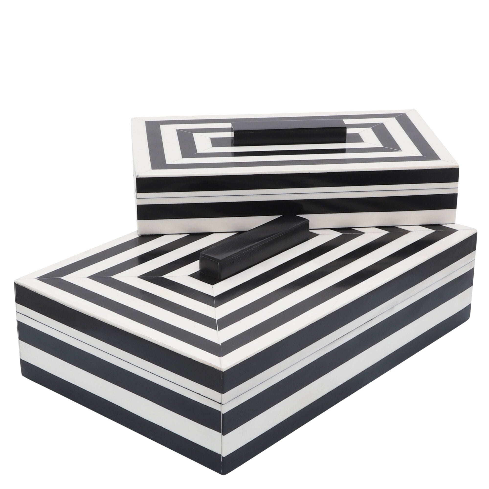 SET DE 2 CAJAS CON RAYAS BLANCO Y NEGRO