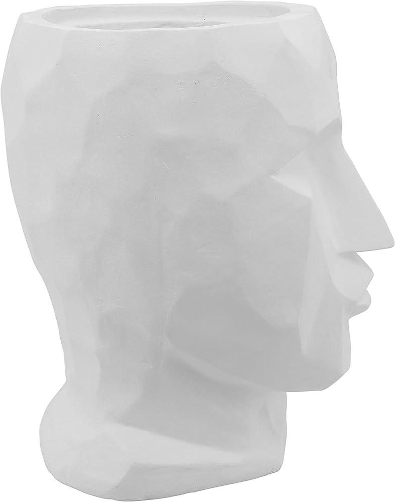 RESIN 17"H FACE PLANTER, WHITE