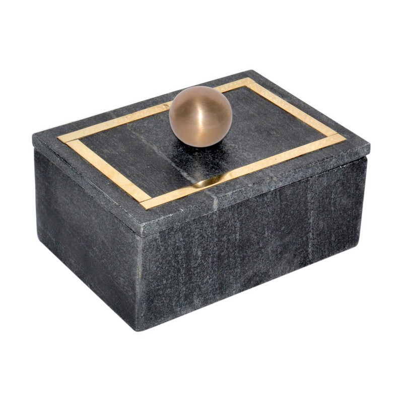 MARBLE, 7X5 RECTANGULAR BOXKNOB, BLACK