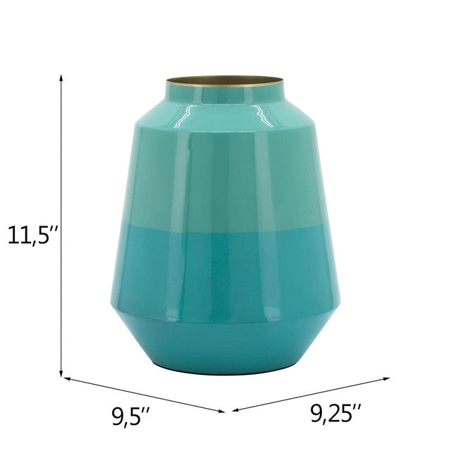 Metal 12" Vessel Vase, Green