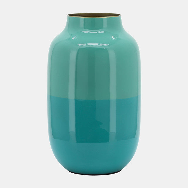 Metal 12" Urn Vase, Green