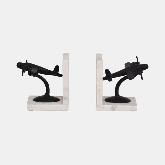 Airplane Bookends On Marble