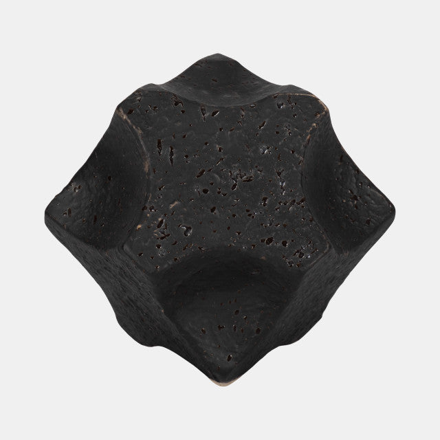 Textured Geometric Orb, Black 5”