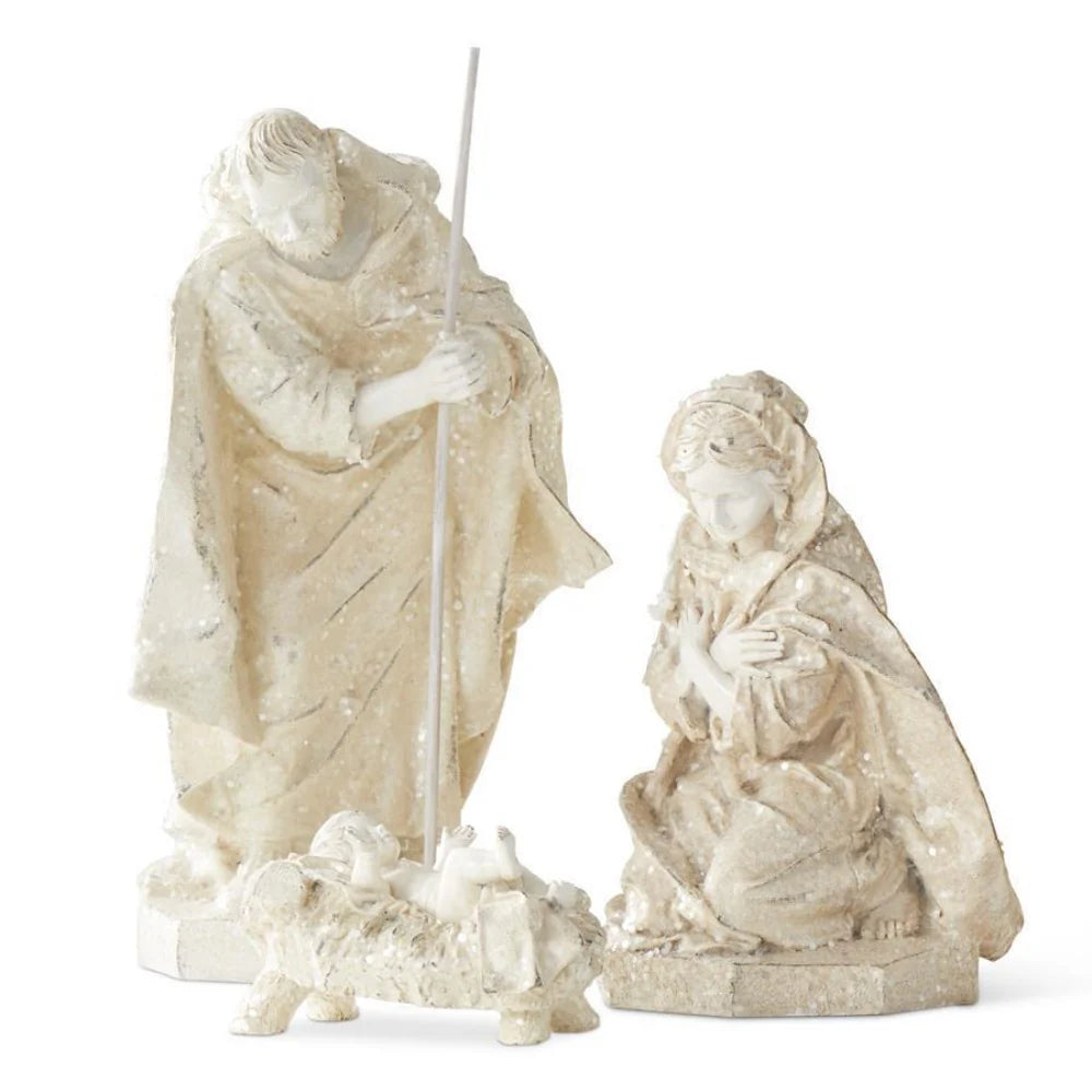 White Glitter Resin Nativity Set