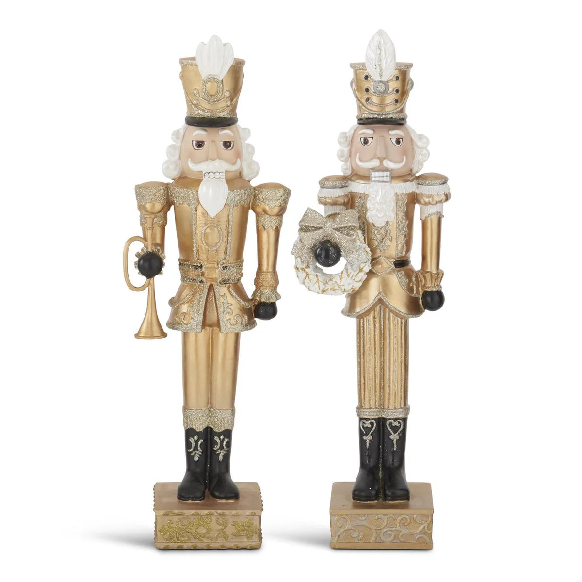 Set of 2 Resin Gold & Black Nutcracker Soldiers