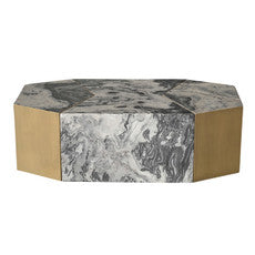 REVERSE MARBLE COFFEE TABLE, BROWN