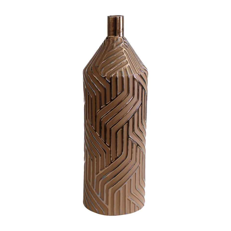 MONTES OVERSIZED TRIBAL VASE, GREEN METALLIC