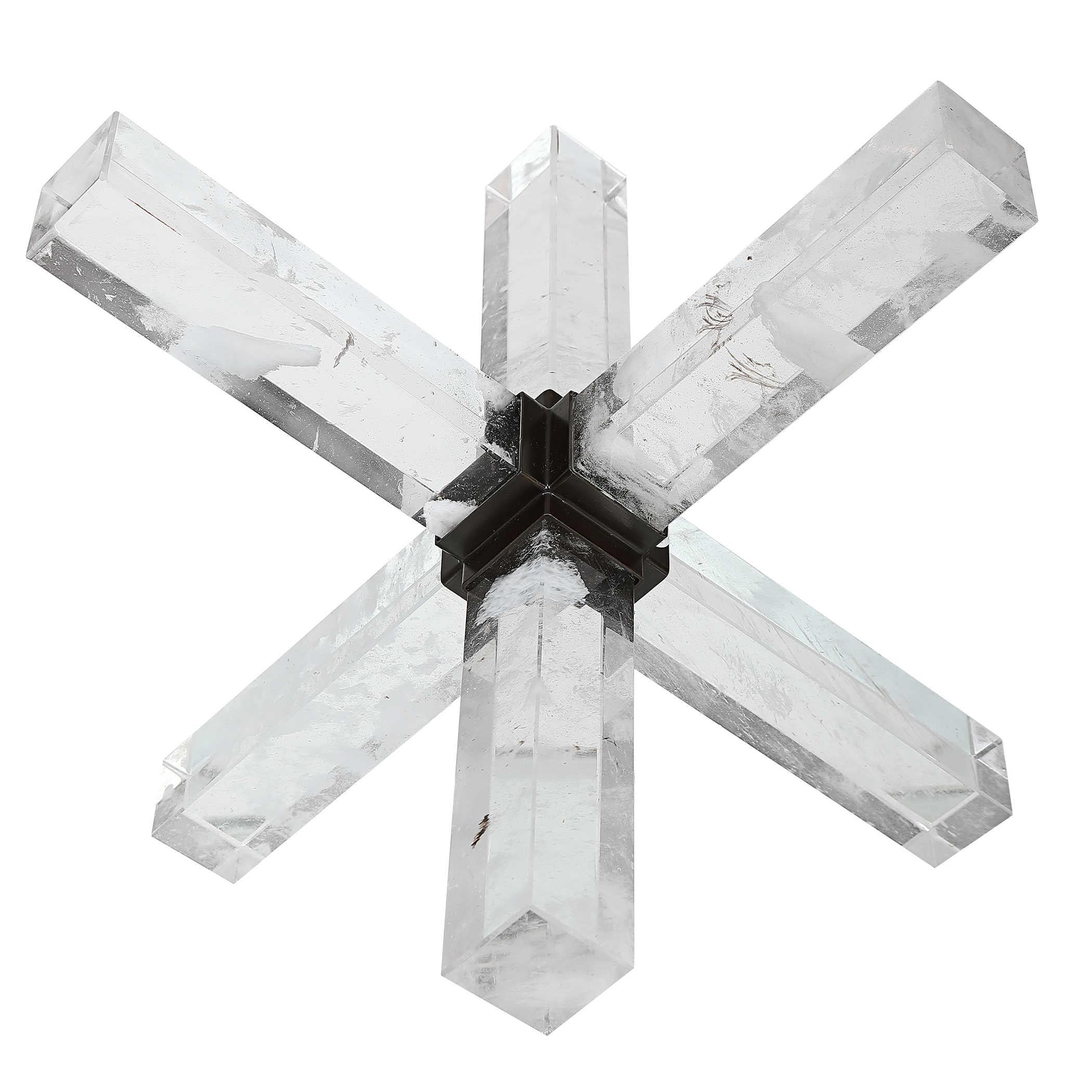 DOUBLE CROSS SCULPTURE - FAUX QUARTZ CRYSTAL