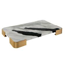 ELEVATED TRAY/PLATEAU - PANDA MARBLE MEDIUM