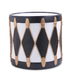 Small Resin Black White and Gold Drum